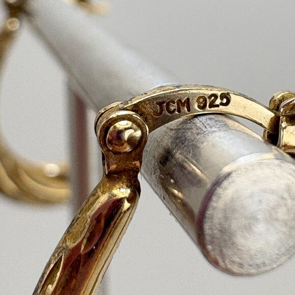 VTG Sterling Silver 925 Twist Design Elongated Hoop Earrings Size 1" Length - Picture 7 of 10